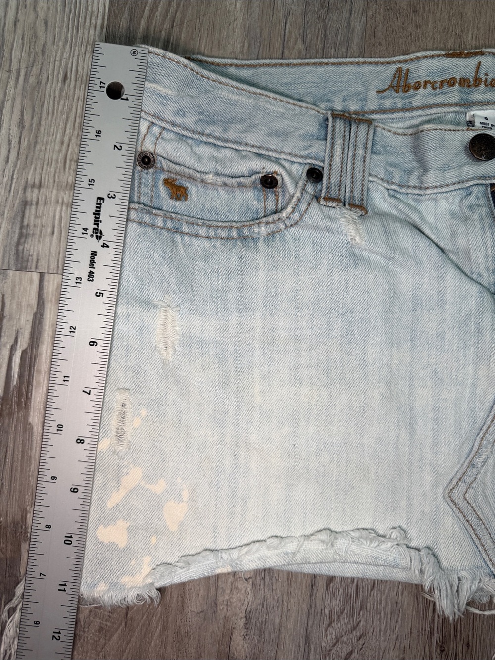 Abercrombie & Fitch Vintage Light Blue Distressed Denim Mini Skirt Size 6 - Picture 8 of 10